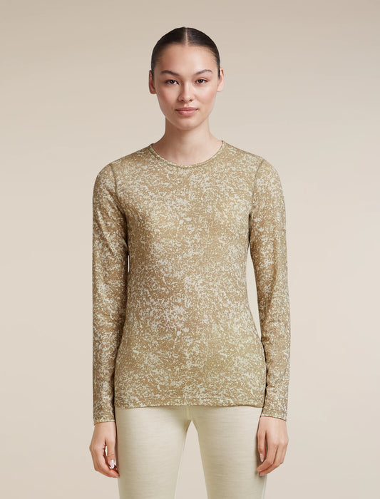 Women's Merino 200 Oasis Long Sleeve Thermal Crewe Moss Bloom AOP